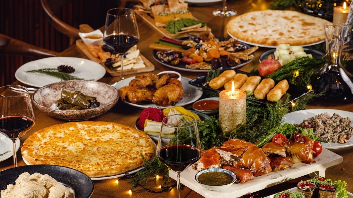A Georgian feast laid out on the table